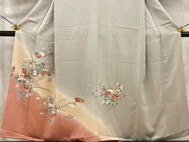 平和屋着物■訪問着 友禅 短冊草花文 暈し染め 正絹 逸品 BAAY8683hj