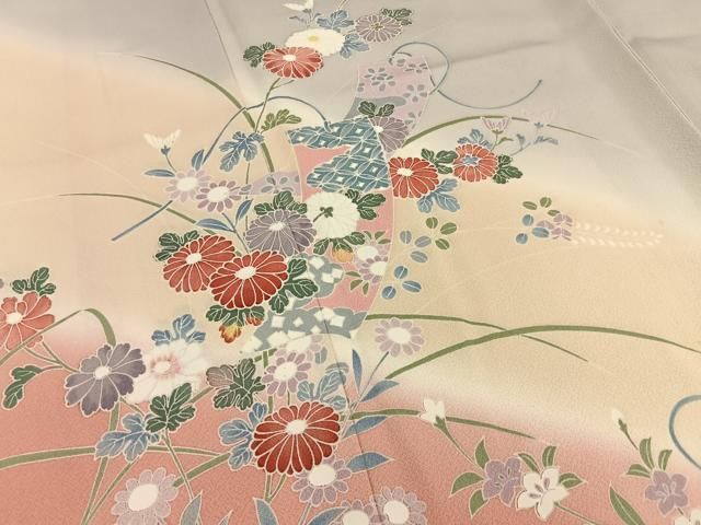 平和屋着物■訪問着 友禅 短冊草花文 暈し染め 正絹 逸品 BAAY8683hj