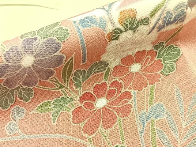平和屋着物■訪問着 友禅 短冊草花文 暈し染め 正絹 逸品 BAAY8683hj