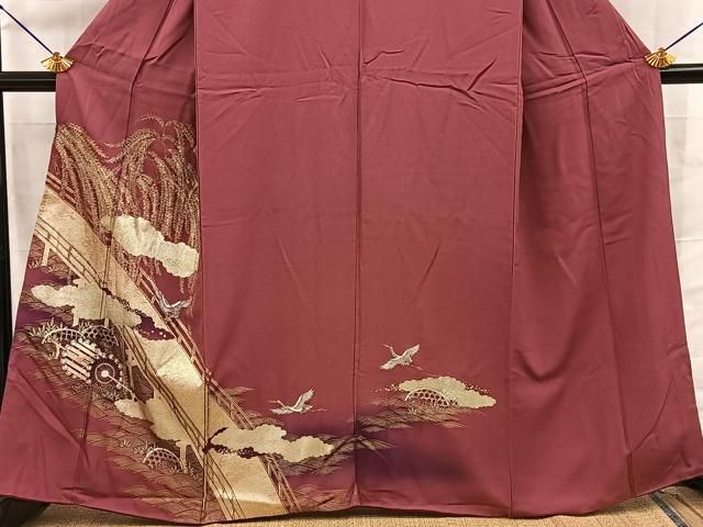 平和屋着物■訪問着 飛鶴渡橋文 暈し染め 金彩 正絹 逸品 BAAY8685hj