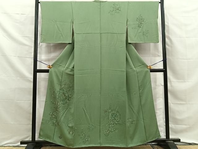 平和屋着物■訪問着 刺繍 鏡裏花文 正絹 逸品 BAAY8687hj