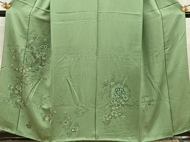 平和屋着物■訪問着 刺繍 鏡裏花文 正絹 逸品 BAAY8687hj