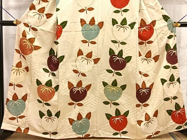 平和屋着物■訪問着 駒刺繍 橘 金彩 正絹 逸品 BAAY8690hj
