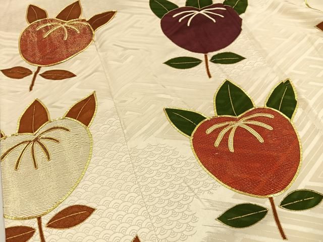 平和屋着物■訪問着 駒刺繍 橘 金彩 正絹 逸品 BAAY8690hj
