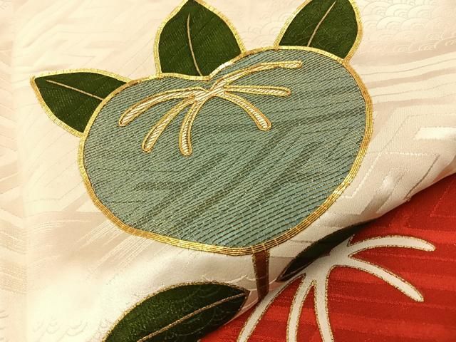 平和屋着物■訪問着 駒刺繍 橘 金彩 正絹 逸品 BAAY8690hj