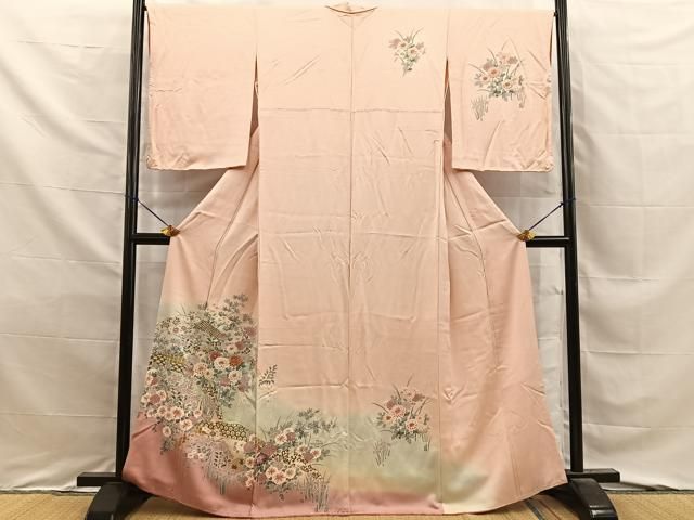 平和屋着物■訪問着 雪輪草花文 暈し染め 金彩 正絹 逸品 BAAY8698hj