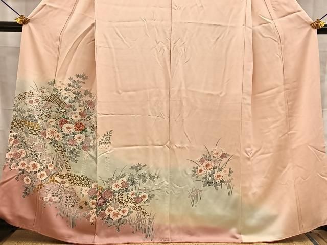 平和屋着物■訪問着 雪輪草花文 暈し染め 金彩 正絹 逸品 BAAY8698hj