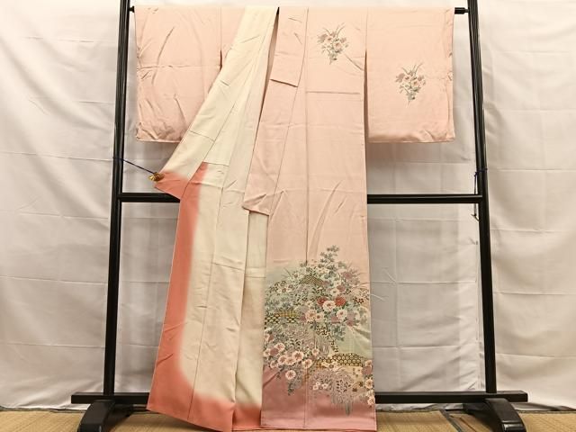 平和屋着物■訪問着 雪輪草花文 暈し染め 金彩 正絹 逸品 BAAY8698hj