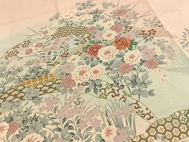 平和屋着物■訪問着 雪輪草花文 暈し染め 金彩 正絹 逸品 BAAY8698hj