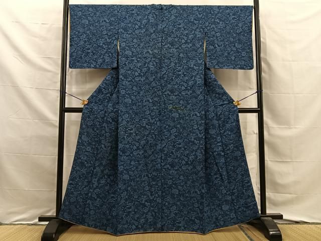平和屋着物■上質な小紋 更紗花蝶文 正絹 逸品 BAAY8714hj