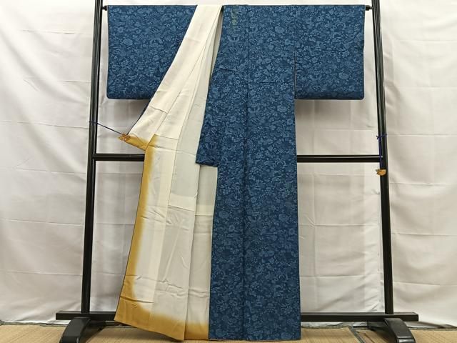 平和屋着物■上質な小紋 更紗花蝶文 正絹 逸品 BAAY8714hj