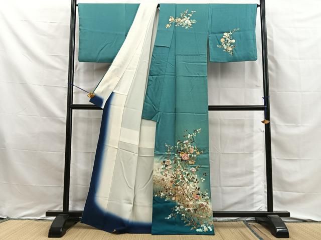 平和屋着物■訪問着 刺繍 草花文 暈し染め 金彩 正絹 逸品 BAAY8715hj