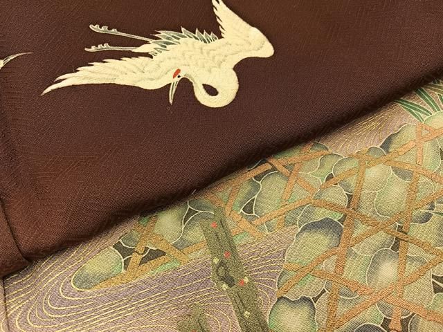 平和屋着物■豪華色留袖 流水飛鶴文 暈し染め 金銀彩 正絹 逸品 BAAY8718hj