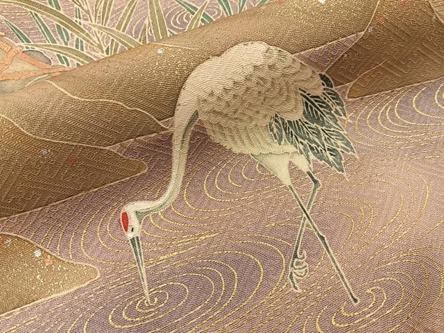 平和屋着物■豪華色留袖 流水飛鶴文 暈し染め 金銀彩 正絹 逸品 BAAY8718hj