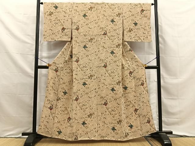 平和屋着物■上質な小紋 人物文 正絹 逸品 BAAY8724hj