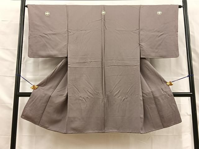 平和屋着物■男性 色紋付 入子菱地紋 胡桃染色 正絹 逸品 BAAY8731hj