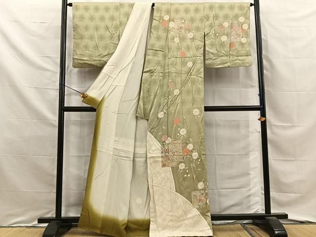 平和屋着物●訪問着 色紙重ね菊文 金彩 正絹 逸品 BAAY8740hj