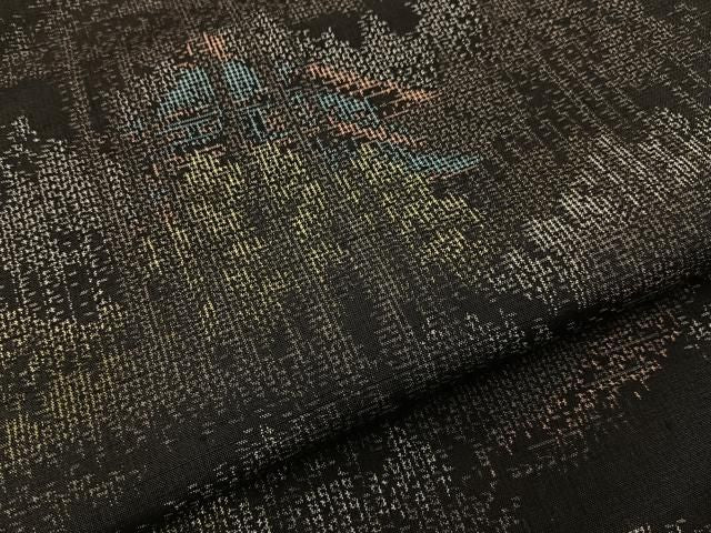 平和屋着物■上質な紬 風景文 黒地 正絹 逸品 BAAY8754hj