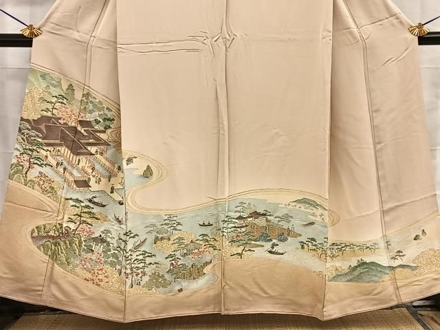 平和屋着物■豪華色留袖 寿光織 名所風景文 暈し染め 金糸 正絹 逸品 BAAY8778hj
