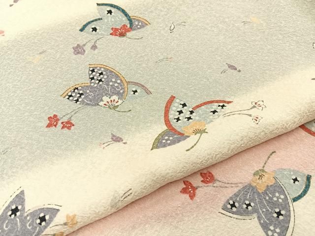 平和屋着物■上質な小紋 花蝶文 暈し染め 正絹 逸品 BAAY8799hj