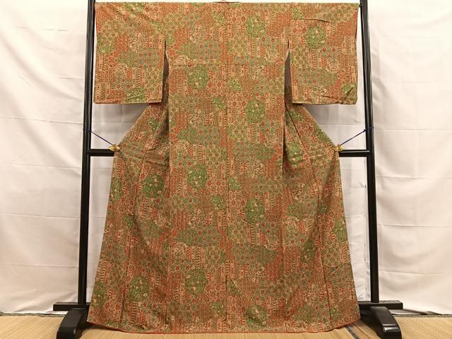 平和屋着物■上質な小紋 草花文 正絹 逸品 BAAY8806hj