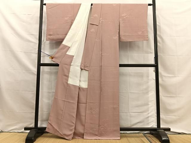 平和屋着物■上質な色無地 風景地紋 赤白橡色 正絹 逸品 未使用 BAAY8822hj