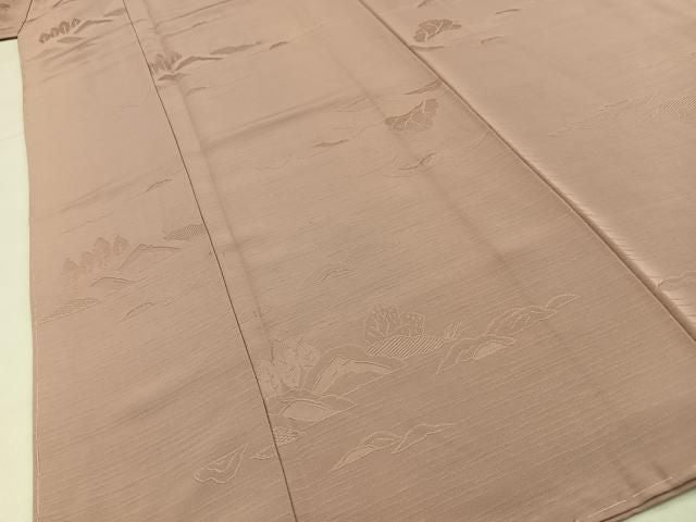 平和屋着物■上質な色無地 風景地紋 赤白橡色 正絹 逸品 未使用 BAAY8822hj