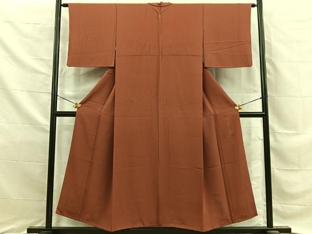 平和屋着物■上質な色無地 作家物 幻の染 岩石染 雀茶色 正絹 逸品 BAAY8823hj
