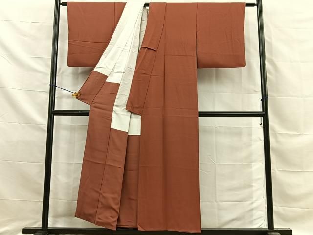 平和屋着物■上質な色無地 作家物 幻の染 岩石染 雀茶色 正絹 逸品 BAAY8823hj