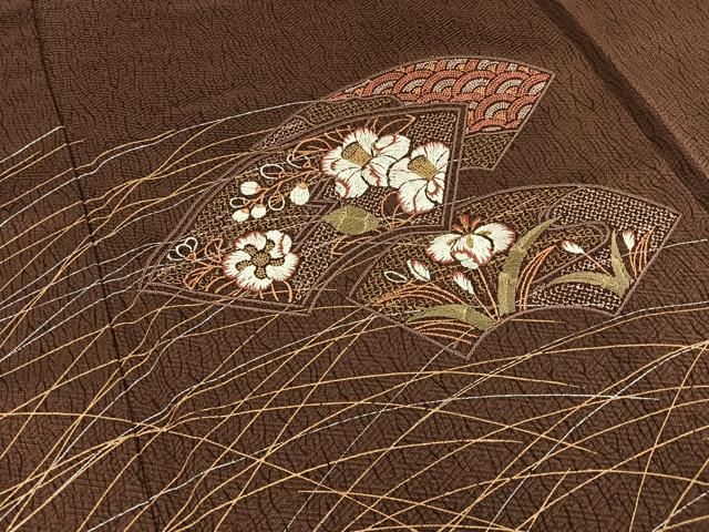 平和屋着物■中国三大刺繍 スワトウ刺繍 訪問着 地紙草花文 金銀彩 正絹 逸品 BAAY8827hj