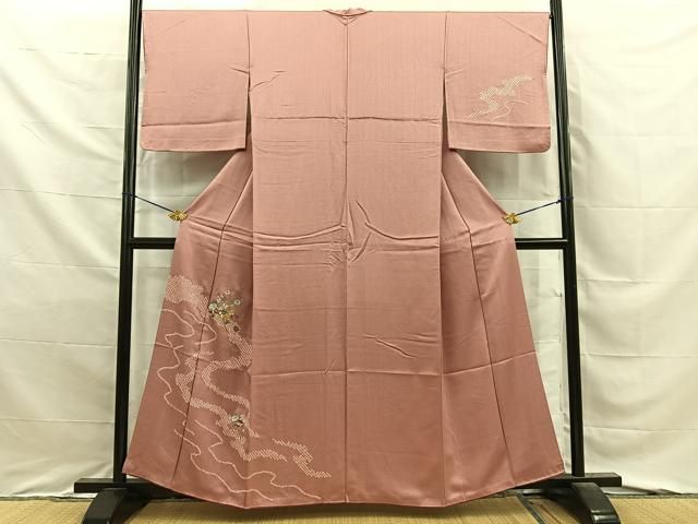 平和屋着物■訪問着 絞り 駒刺繍 雪輪花文 正絹 逸品 BAAY8830hj