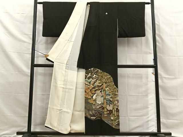 平和屋着物■豪華黒留袖 四季花鳥図 雪舟等陽 ぬれ羽染 金彩 正絹 逸品 BAAY8842hj