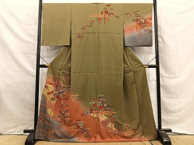 平和屋着物●訪問着 花蝶文 暈し染め 金彩 正絹 逸品 BAAY8867hj