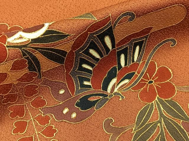 平和屋着物●訪問着 花蝶文 暈し染め 金彩 正絹 逸品 BAAY8867hj