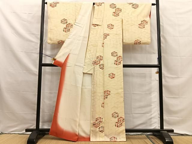 平和屋着物■上質な小紋 幾何学文様 正絹 逸品 BAAY8870hj