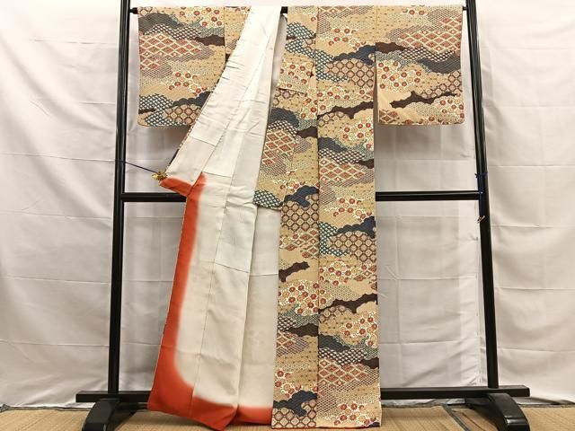 平和屋着物■上質な小紋 雲取吉祥花文 金彩 正絹 逸品 BAAY8871hj
