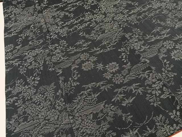 平和屋着物■本場大島紬 風景草花文 やまと誂製 正絹 逸品 BAAY8881hj