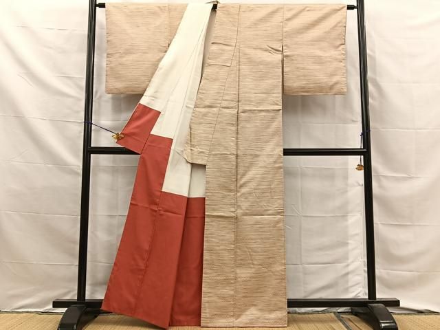 平和屋着物■上質なお召 霞文 正絹 逸品 BAAY8891hj