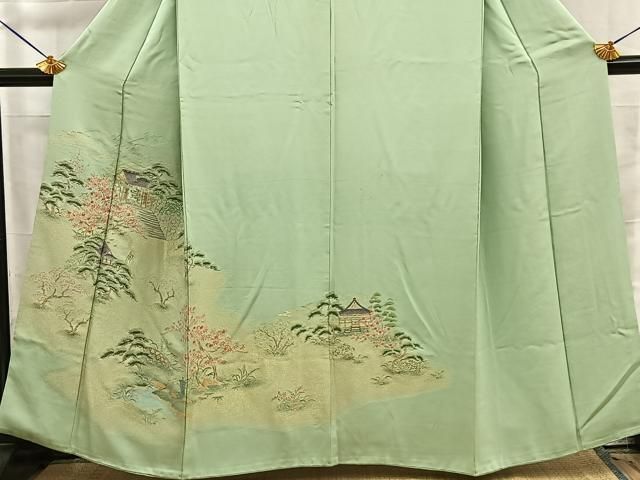 平和屋着物■豪華色留袖 寿光織 風景文 金糸 やまと誂製 正絹 逸品 BAAY8896hj