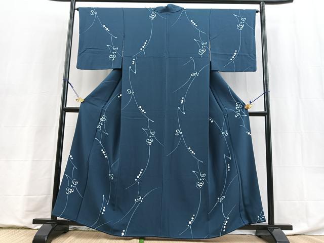 平和屋着物■上質な小紋 ろうけつ染め 抽象文 正絹 逸品 BAAY9007yc