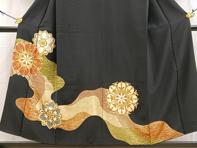平和屋着物■豪華黒留袖 駒刺繍 正倉院花文 金銀彩 正絹 逸品 BAAY9010yc