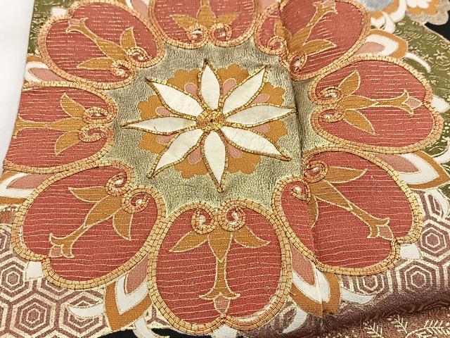 平和屋着物■豪華黒留袖 駒刺繍 正倉院花文 金銀彩 正絹 逸品 BAAY9010yc