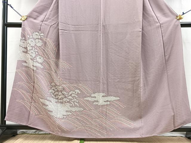 平和屋着物■訪問着 総絞り 立波花文 正絹 逸品 BAAY9015yc