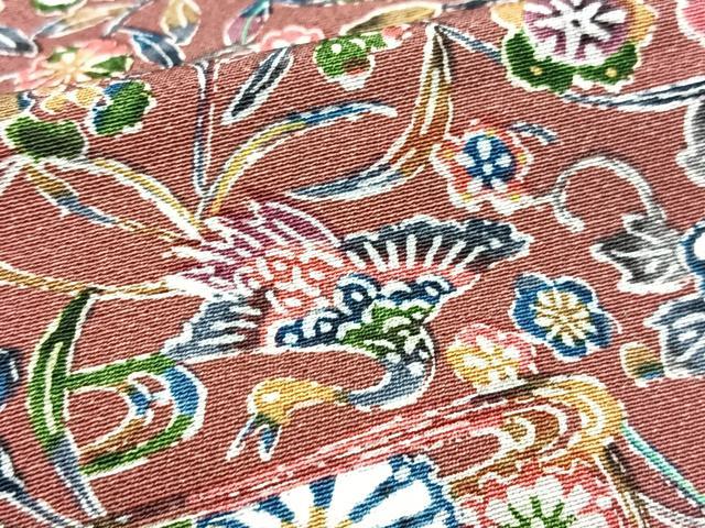 平和屋着物■上質な小紋 型染め 動物花文 正絹 逸品 BAAY9029yc