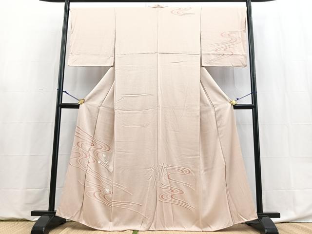 平和屋着物■訪問着 絞り 刺繍 流水千鳥文 正絹 逸品 BAAY9031yc