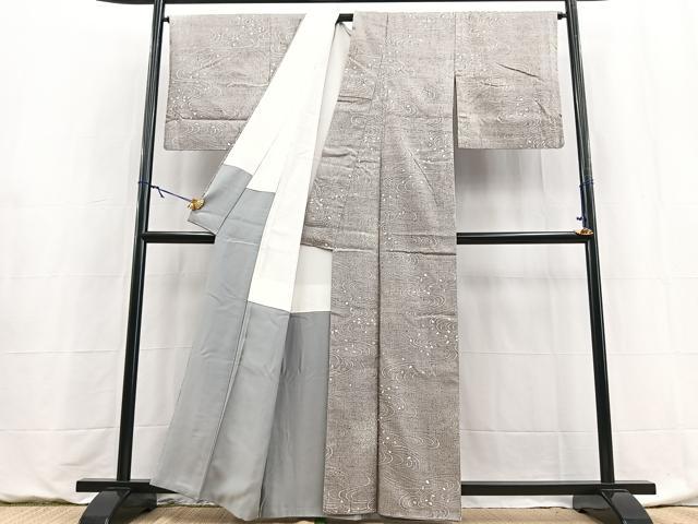 平和屋着物●上質な小紋 ぜんまい紬 桜流し 正絹 逸品 BAAY9034yc