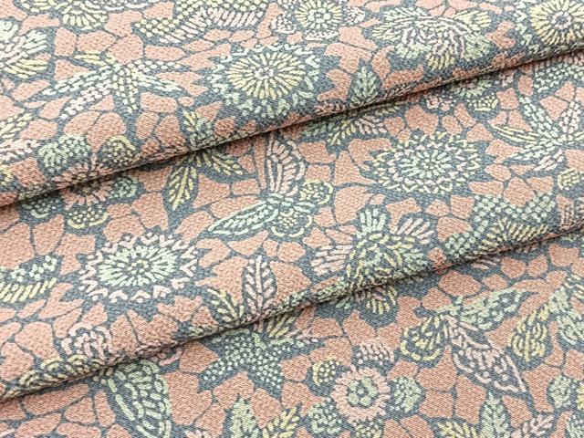 平和屋着物●上質な小紋 型染め 更紗花蝶文 正絹 逸品 未使用 BAAY9035yc