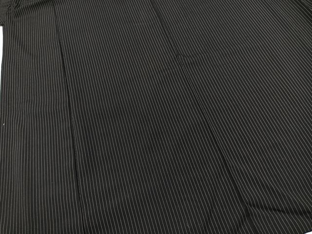 平和屋着物■男性 お召 縞 黒地 正絹 逸品 BAAY9041yc