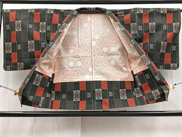 平和屋着物■本場村山大島紬 アンサンブル 幾何学文様 正絹 逸品 BAAY9057yc
