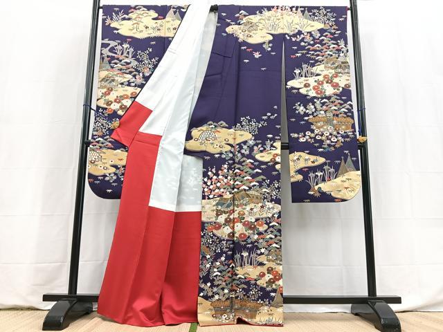 平和屋着物●豪華振袖 駒刺繍 御所解花文 金彩 正絹 逸品 BAAY9074yc